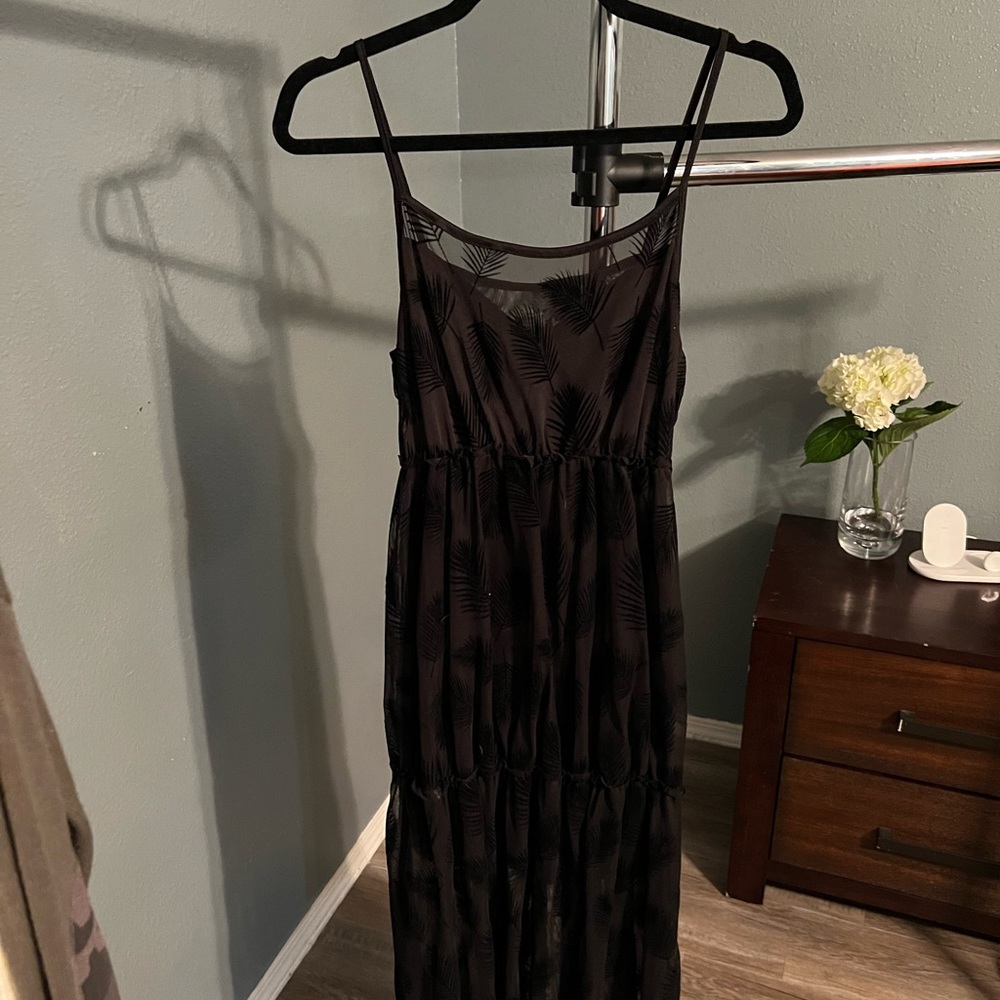 Summer or winner bohemian chic sheer black dress